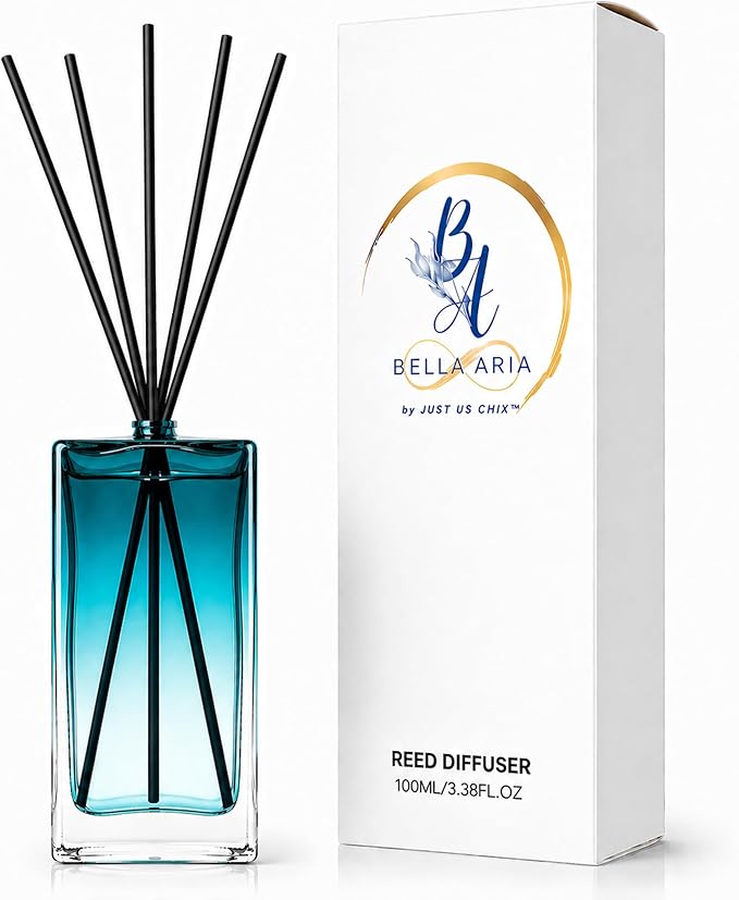 Reed Diffuser for Home Fragrance – Summer Sea Breeze Scent 100ml with Reed Sticks, Long Lasting Flameless Diffuser for Bathroom, Bedroom & Living Room Decor, Giftable Glass Bottle