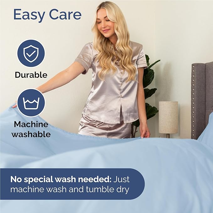 Full 6 Piece Sheet Set - Comfy, Breathable & Cooling - Hotel Luxury Bedding for Women, Men, Kids, Teens and Children - 1 Flat & 1 Fitted Sheet & 4 Pillowcases w/ Deep Pockets - Wrinkle Free - Sky Blue