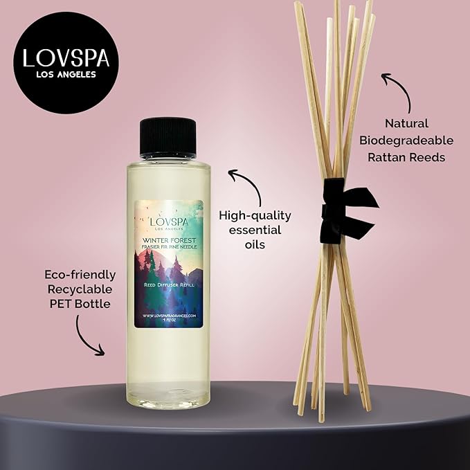 Winter Forest Pine Diffuser Oil - Holiday Essential Oils for Diffuser Refill & Air Freshener Room Spray - Natural Home Fragrance, Scented Oil for Diffusers, USA Made, 4oz