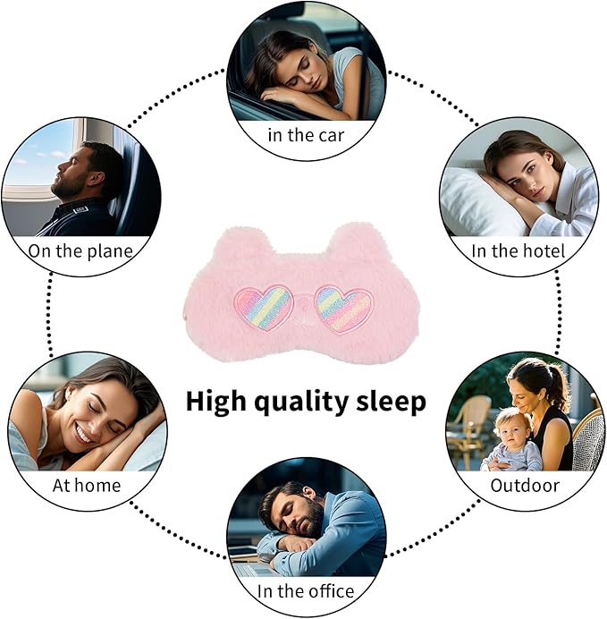 PERFECTSIGHT Sleep Eye Masks, Cute Sleep Eye Cover Lightweight Adjustable Eyeshade Mask Cover for Women Men Sleep Travel Nap, Sunglasses Bunny