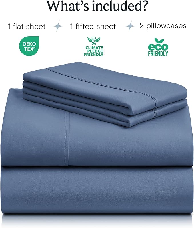 LuxClub 4 PC Full Sheet Set, Breathable Luxury Bed Sheets, Deep Pockets 18" Wrinkle Free Cooling Bed Sheets Machine Washable Hotel Bedding Silky Soft - Oxford Full