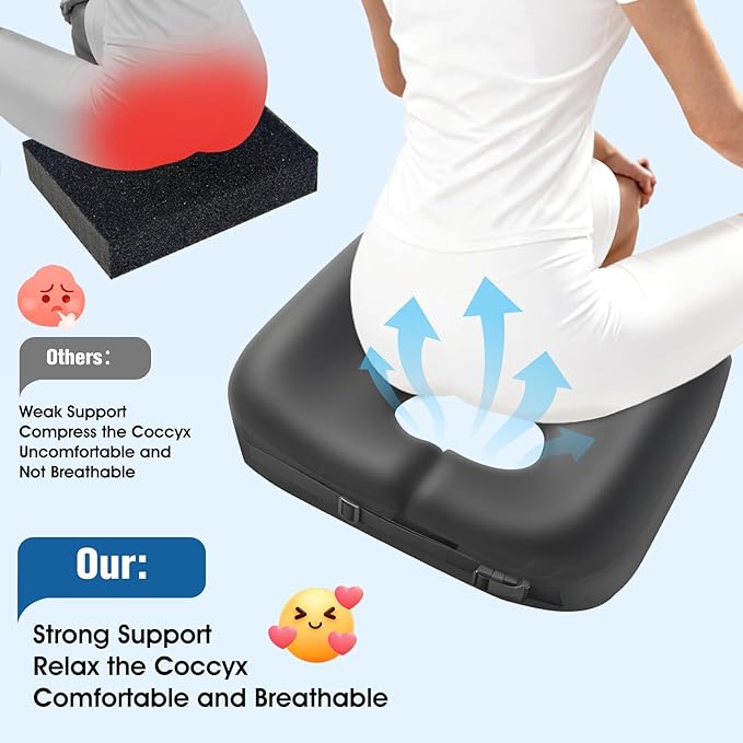 Upgraded Bed Sore Cushions for Butt, Bedsore Pressure Relief Pillow for Sleeping and Sitting,Memory Foam Bed Sore Donut Pillow,Tailbone Pain Relief Cushion for Bed Sores on Buttocks, Black
