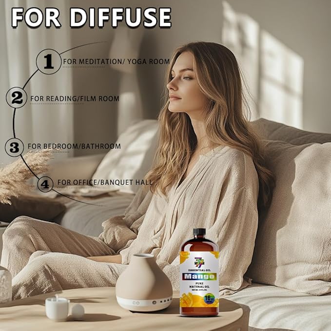 Mango Essential Oil - Mango Oils for Diffusers, Humidifiers, DIY Candles, Soap, Cleaning, Home, Office, Yoga, Massage, Gifts - 16 fl oz (480 ml) - GV77ZF