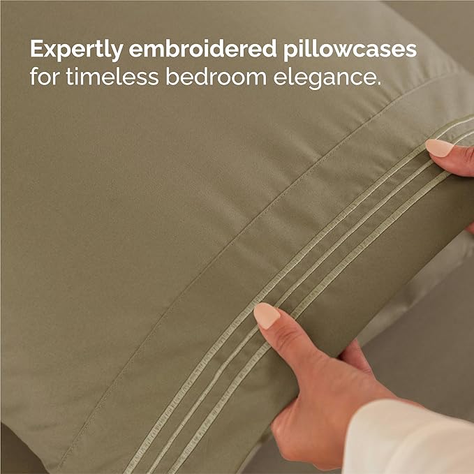 King Size 4 Piece Sheet Set - Comfy Breathable & Cooling Sheets - Hotel Luxury Bed Sheets for Women & Men - Deep Pockets, Easy-Fit, Extra Soft and Wrinkle Free Sheets - Khaki Oeko-Tex Bed Sheet Set