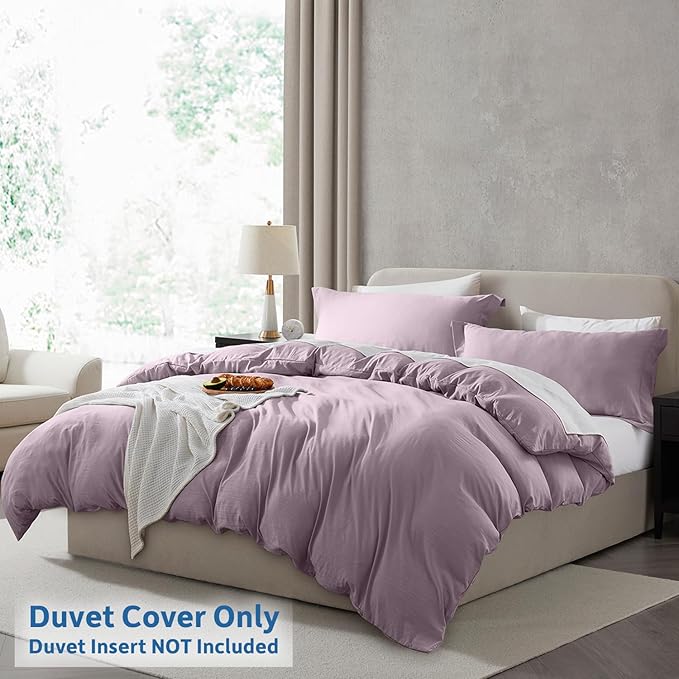 Nestl Dusty Purple Duvet Cover King Size - Soft Double Brushed King Duvet Cover Set, 3 Piece, with Zipper Closure, 1 Duvet Cover 104x90 inches and 2 Pillow Shams