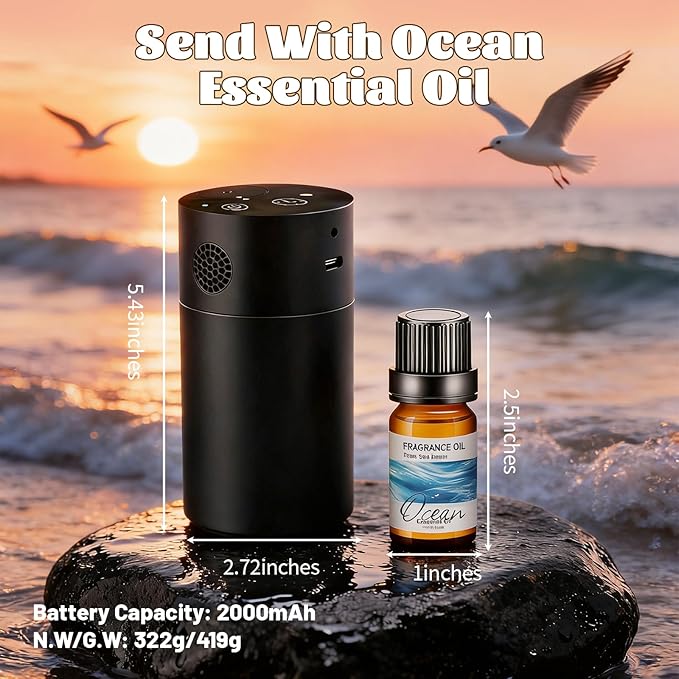 Waterless Diffuser, Rechargeable Hotel Scent Diffuser, 1500 Sq Ft Coverage, for Home, Large Room, Spa, Cream，Voice Control Smart AI