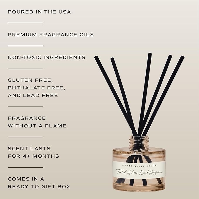 Sweet Water Decor Hello Fall Reed Diffuser, Cozy Autumn Home Scent with Apple Cider & Spice, Long-Lasting Non-Toxic Oil for Bedroom, Bathroom & Office, Fall Gift Set for Women, Lasts 4+ Months