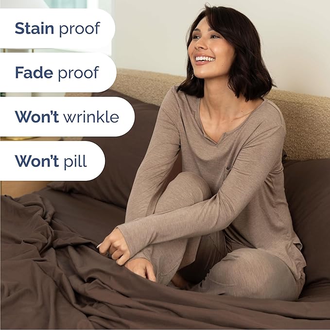 Queen 6 Piece Sheet Set - Comfy, Breathable & Cooling - Hotel Luxury Bedding for Women, Men, Kids, Teens and Children - 1 Flat & 1 Fitted Sheet & 4 Pillowcases w/ Deep Pockets - Wrinkle Free - Brown