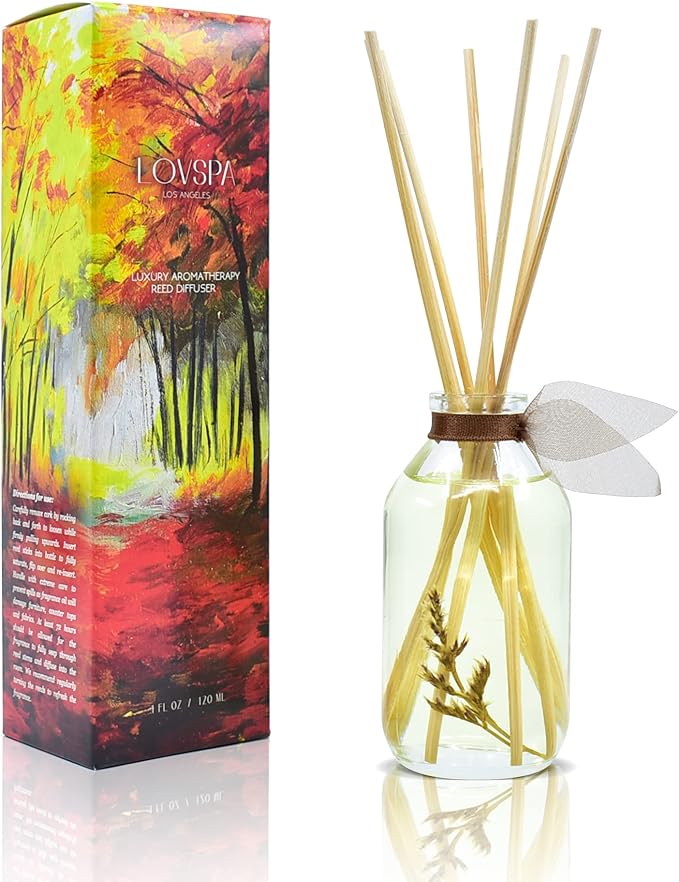 Reed Diffuser Set, Cashmere Woods Scented Oil Diffuser with Sticks, Home Fragrance Accessories for Bathroom Shelf Decor, Aroma Diffusers for Home or Office Fall Decor, USA Made