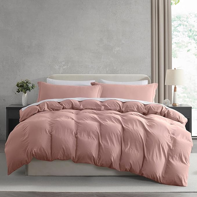 Nestl Twin Duvet Cover Set - Soft Double Brushed Blush Pink Duvet Cover Twin/Twin XL, 2 Piece, with Zipper Closure, 1 Duvet Cover 68x90 inches and 1 Pillow Sham