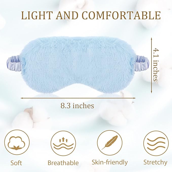 SATINIOR 6 Pieces Plush Eye Mask Soft Sleeping Blindfold Fluffy Eye Cover for Girls and Adult Party Favors