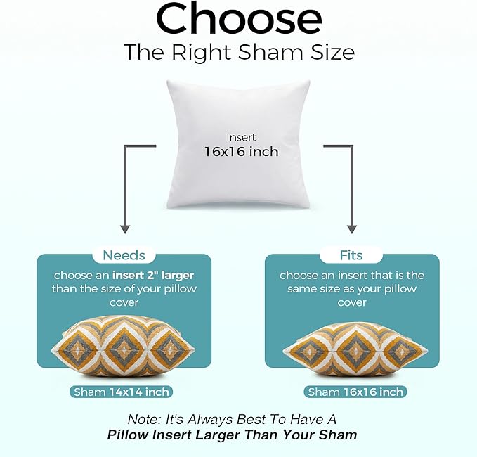 puredown® 16x16 Throw Pillow Inserts Set of 2 – Supportive & Fluffy Down Alternative Pillow Forms for Couch, Sofa & Bed, Indoor Decorative Cushion Stuffer