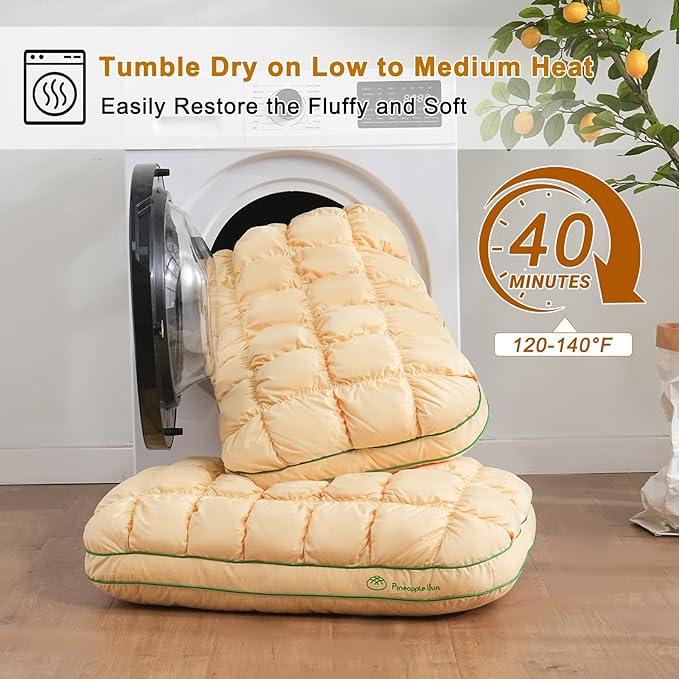 YOUR MOON Fluffy Support Bed Pillow Standard Size, Luxury Hotel Quality Bed Pillows for Side Sleeper, Super Soft Premium Down Alternative Filling Pillow for Sleeping (Yellow)