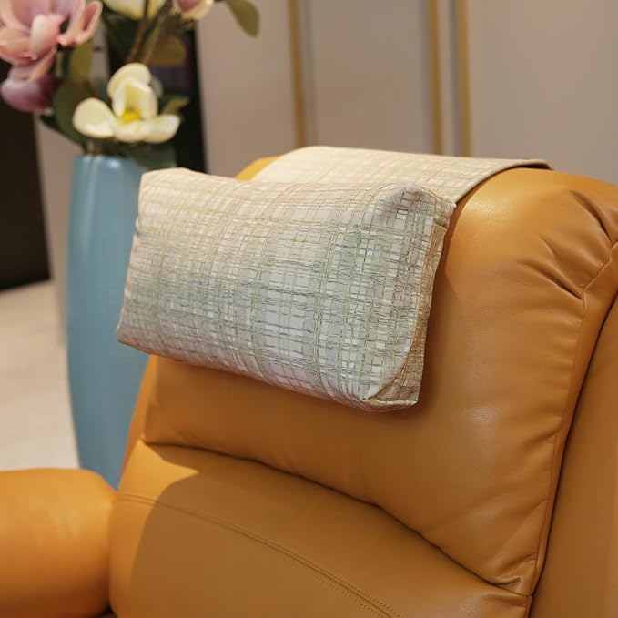 Non-Slip Head Pillow for Recliners - Neck Support Cushion with Velvet Cover for Pain Relief at Home, Office and Travel (Stripes)