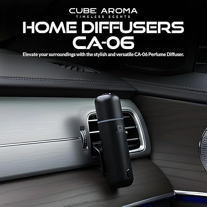 CA-06 Black Diffuser - Aromatherapy Diffuser - Compact Essential Oil Fragrance Diffuser - 2 Modes - Auto Power On/Off - Adjustable Timed Fragrance Release - for Home, Office, Car, Gift
