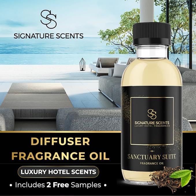 Signature Scents - Luxury Hotel Fragrances - Hotel Fragrance Oil - Diffuser Oil Blends for Aromatherapy (Sanctuary Suite) 4.05 Fl Oz (120ml)
