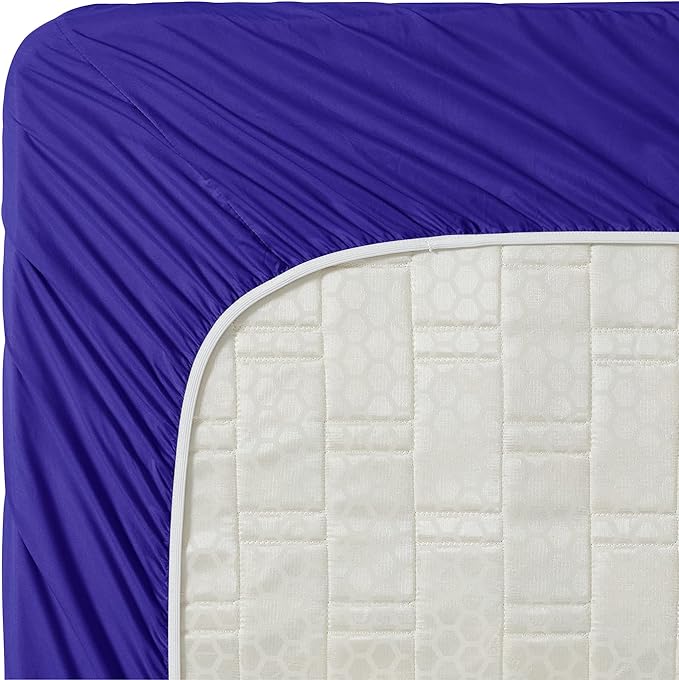 Clara Clark Bed Sheets, Premier 1800 Series 4 Piece Bed Sheet Set, Deep Pocket, Wrinkle, Fade, Stain Resistant, Luxury Soft Bedding Sheets & Pillowcases, Split King, Royal Blue