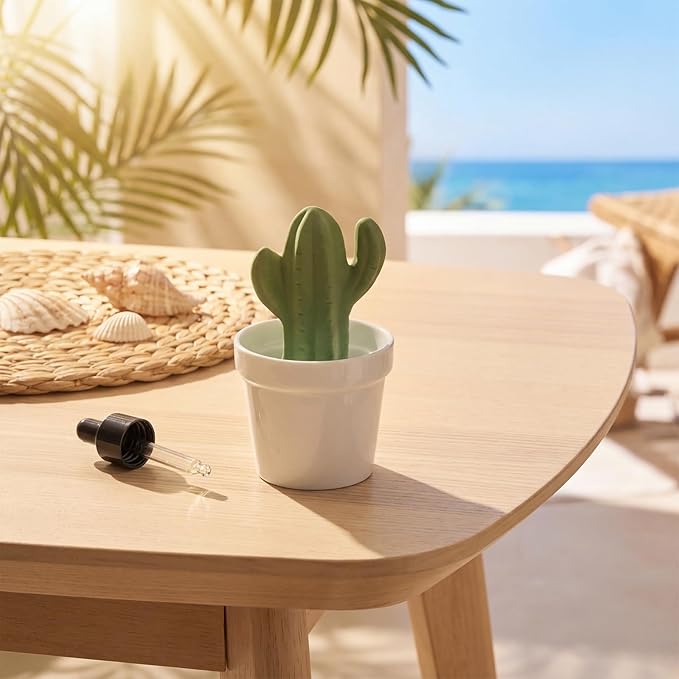 Honeydak Cactus Passive Essential Oil Diffuser Gifts, Summer Cactus Decor Ceramic Diffuser for Home Bedroom Bathroom Office Holiday Summer Decorations