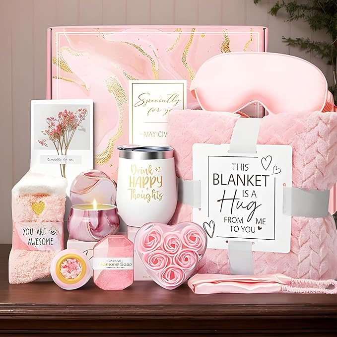 Self Care Kit For Women - Luxury Wellness Basket For Relaxation, Pampering And Stress Relief With Flannel Blanket, Aromatherapy, Skincare , Bath Accessories, Candles, And Spa Items