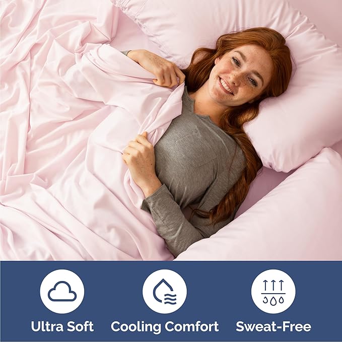 Cal King 6 Piece Sheet Set - Comfy, Breathable & Cooling - Soft Hotel Luxury Bedding for Women, Men, Kids, Teens & Children - 1 Flat & 1 Fitted Sheet & 4 Pillowcases w/ Deep Pockets - Lavender Pink