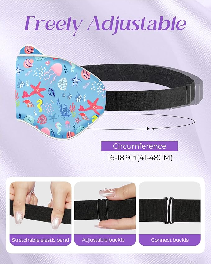 Miss Adola Sleep Mask for Kids - Cute Kawaii Cartoon Silk Sleeping Mask with Adjustable Strap Soft Smooth Light Eye Mask for Sleeping Silk Kids Eye Cover for Boys Girls Teens, Cute Sea Animals