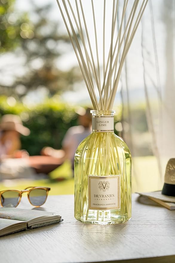 Dr. Vranjes - Ginger Lime 500 ml Diffuser + Double Pack of White Sticks (3 Pieces Bundle)- Luxury Home Fragrance, Made in Italy, Main Scent: Fruity, Olfactory Pyramid: Lime, Ginger, White Pepper.
