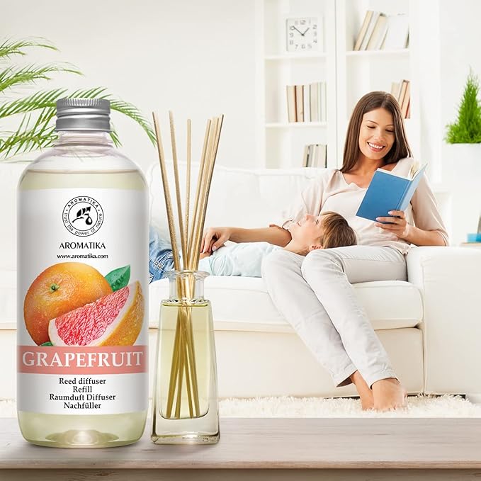 Reed Diffuser Oil Refill Grapefruit 17.0 Fl Oz (500ml) - Intensive & Long Fragrance for Room - Lasting Natural Room Scent - Refill for Office - Boutique - Restaurant - Aromatherapy
