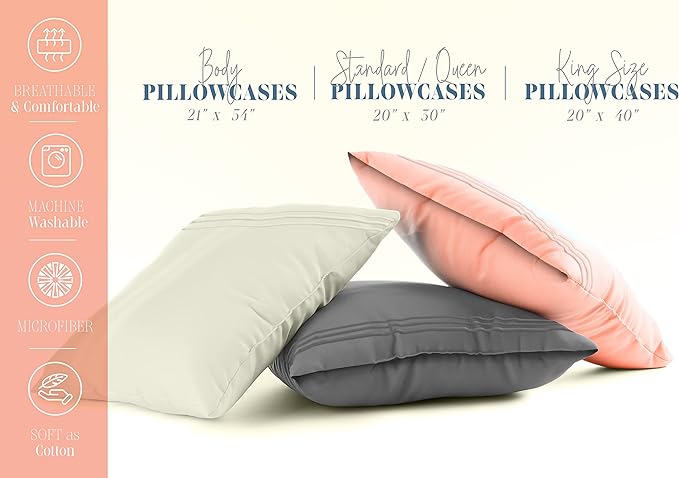 Elegant Comfort 6-Pack Solid Pillowcases 1500 Premium Hotel Quality Microfiber - Smooth Weave, Wrinkle and Fade Resistant, Easy Slip-On, 6-Piece Set, Standard/Queen Pillowcase, Paradise Teal