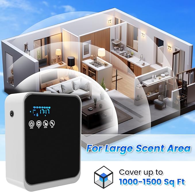Waterless Essential Oil Diffuser,Hotel Home Aromatherapy Scent Diffuser with Smart APP & Touch Screen,250ml Capacity,1500 sq.ft Coverage|Large Room Oil Diffusers for Hotel Collection