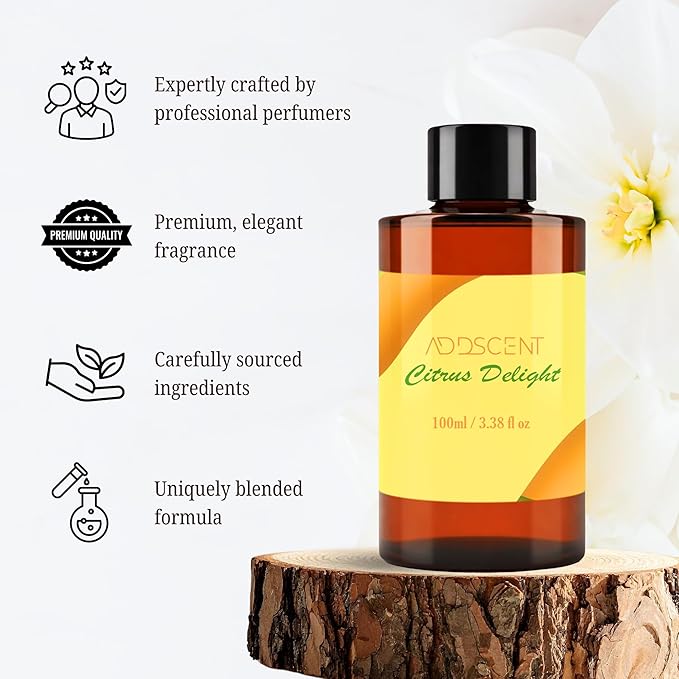 Citrus Delight Fragrance Oil 100ml for Diffuser, Bright Fruity and Floral Aroma for Bedroom Living Office Spa, Uplifting Scent with Layered Notes for Fresh and Cheerful Ambience
