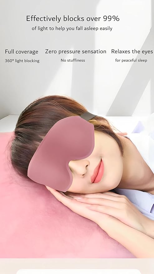Sleep Mask for Side Sleeper, Light Blocking 3D Contoured Eye Mask, Zero Pressure Night Blindfold for Women & Men, Adjustable Strap, Soft Breathable Eye Cover