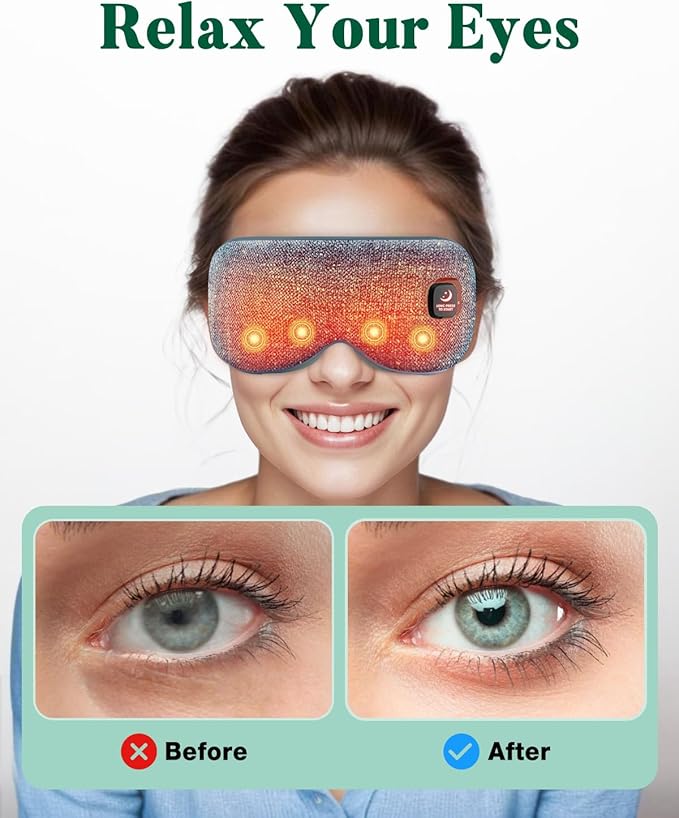 YoanYouth Heated Eye Mask for Dry Eyes, FSA Eligible HSA, Cordless Warm Compress for Eyes, Light Blocking Eye Heating Pad, Styes, Sleep, Cover Washable, Rechargeable, Deep Blue