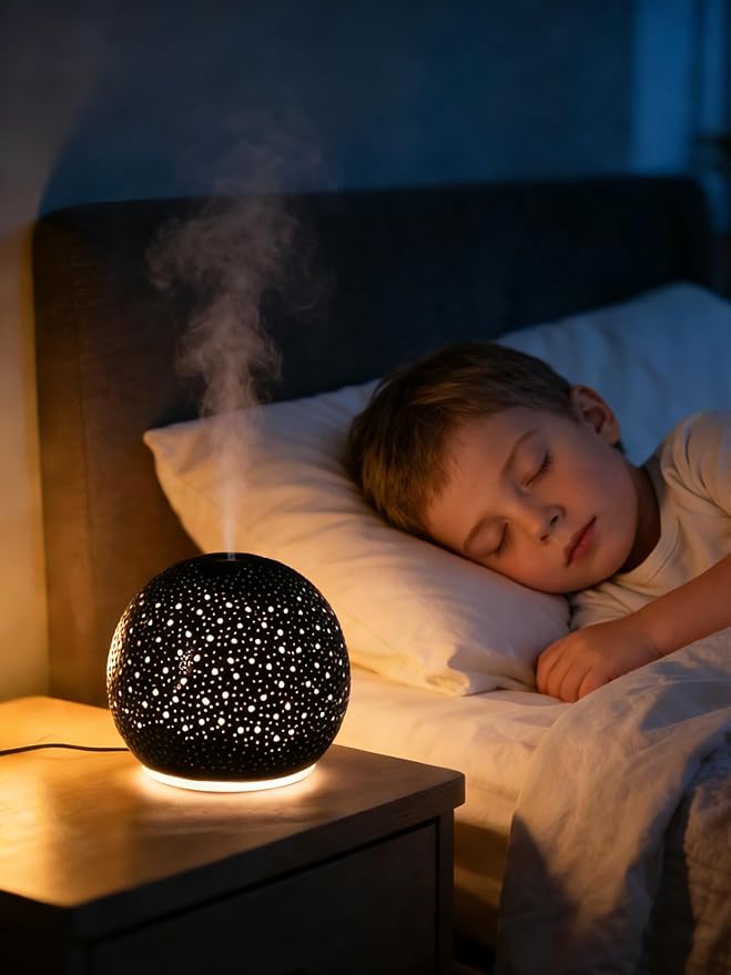 Ceramic Essential Oil Diffusers,Small Cute Humidifier, Home for Aromatherapy,Bedroom Flower Air Fragrance,Room Scent, Smell,Light Decor para Casa De Essentials Aesthetic Electric Oils Aroma Black