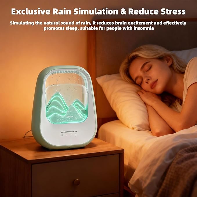 8-in-1 White Noise Sound Machine with Aroma Diffuser, Rain Sound Machine for Sleeping, Stress Relief, White Noise Machine Night Light Timer for Bedroom Office Home Decor, Green