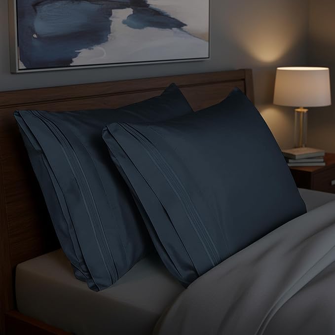 Elegant Comfort Premium Hotel Quality Pillowcase Set, Luxury & Softest 1500 Thread Count Egyptian Quality Bedding Pillowcases, Wrinkle and Fade Resistant, Black, 2-Piece