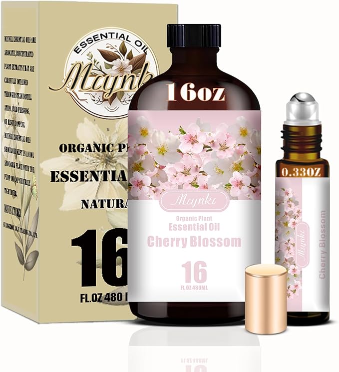 Cherry Blossom Essential Oil – MLYNKL Cherry Blossom Oils 16.33 fl oz for Diffusers, Humidifiers, Massage, DIY Candles, Soap, Cleaning, Home, Yoga, Office, Gifts - 490 ml