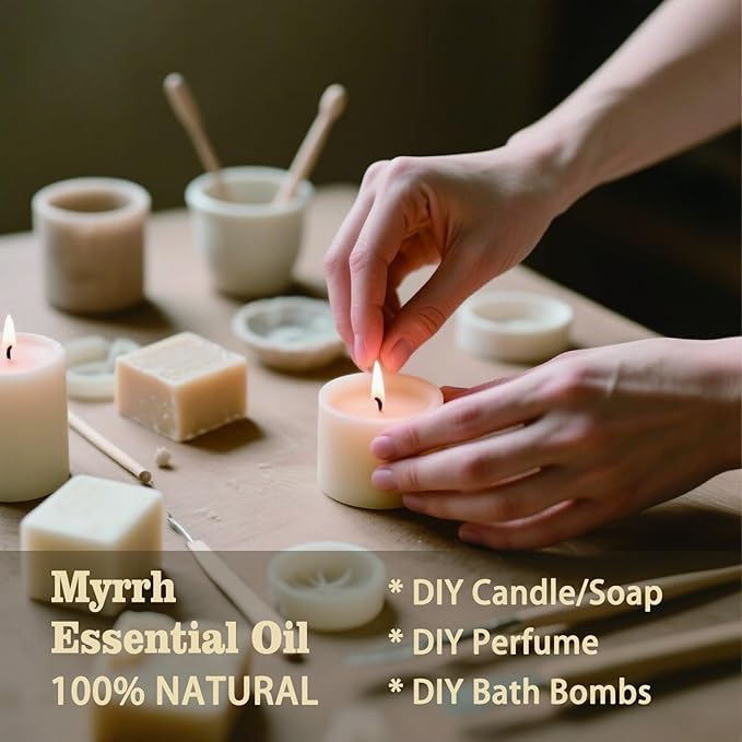 Myrrh Essential Oil – MLYNKL Myrrh Oils 16.33 fl oz for Diffusers, Humidifiers, Massage, DIY Candles, Soap, Cleaning, Home, Yoga, Office, Gifts - 490 ml