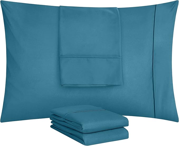 Utopia Bedding King Pillow Cases - 4 Pack - Envelope Closure - Soft Brushed Microfiber Fabric - Shrinkage and Fade Resistant Pillow Covers King Size 20 X 40 Inches (King, Denim Blue)