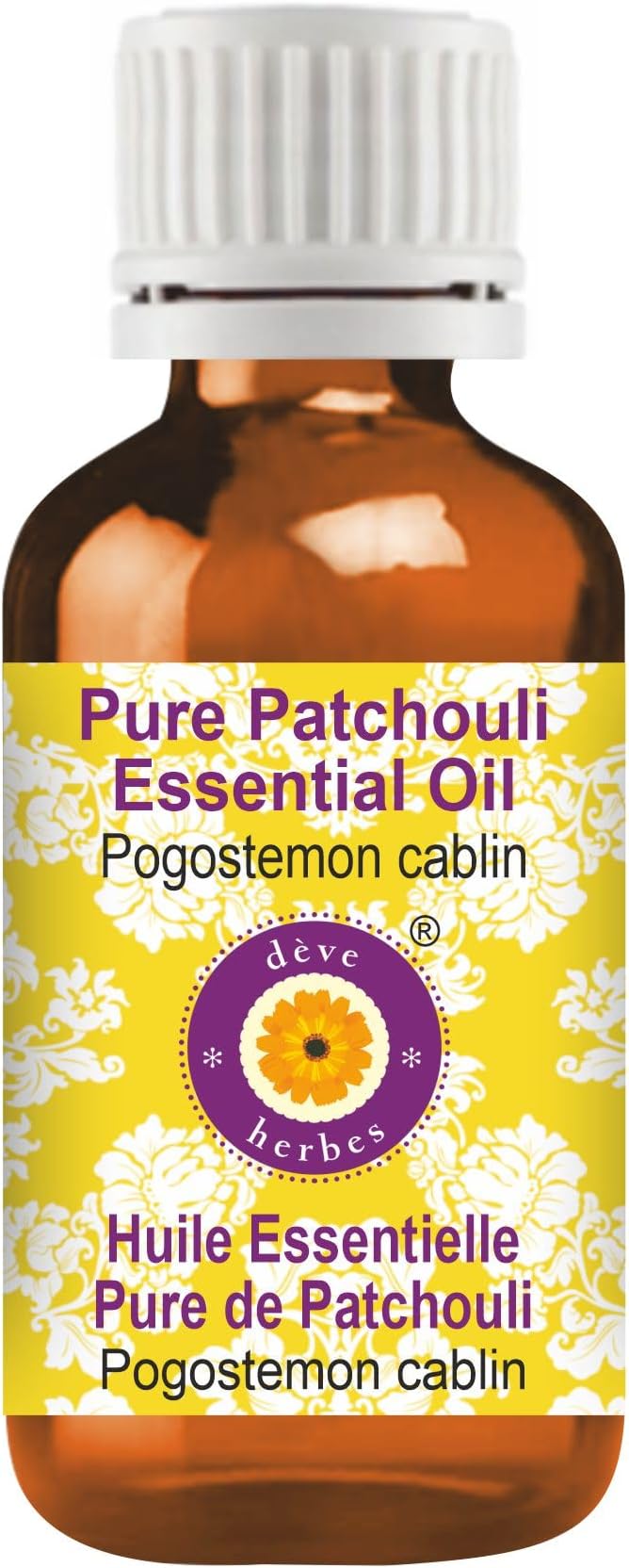 Deve Herbes Pure Patchouli Essential Oil (Pogostemon cablin) Steam Distilled 100ml (3.38 oz)