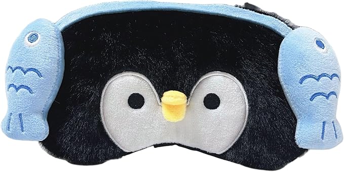 PERFECTSIGHT Sleep Eye Masks, Cute Penguin Sleep Eye Cover Lightweight Adjustable Eyeshade Mask Cover for Women Men Sleep Travel Nap, Fish Headphone