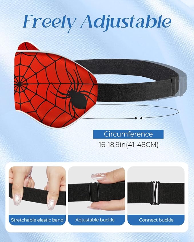 Miss Adola Silk Sleep Mask for Kids - Cute Cartoon Eye Cover for Boys Girls Teens With Soft Smooth Adjustable Straps, Red Zhizhu