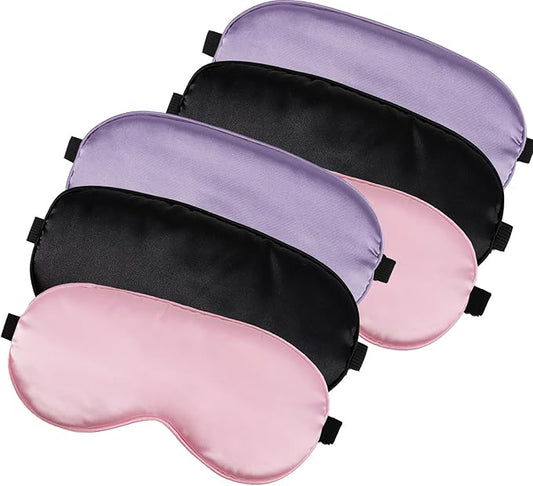 6 Pack Silk Sleep Mask,Silk Eye Mask for Sleeping,Soft Satin Blackout Eye Masks for Women Men,Blindfold Eyeshade for Night Sleep Travel(Black+Pink+Purple)