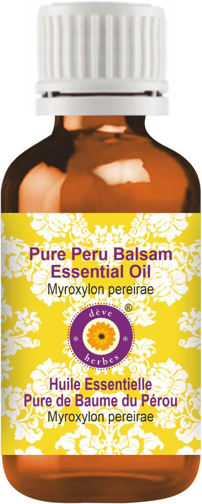 dève herbes Peru Balsam Essential Oil (Myroxylon pereirae) Pure | Viscous Texture | Rich Aroma | Unisex | All Skin Types | for External Use Only | Natural Extract | Steam Distilled 100ml (3.38 oz)