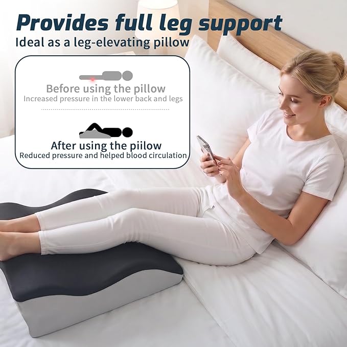 Ergonomic Wedge Prone Pillow,Memory Foam Multi-Functional Bed Pillow,Reading Pillow,Ideal for Bed Breaks,Massage,Reading,Back Support,Sleeping,and Leg Pain Relief