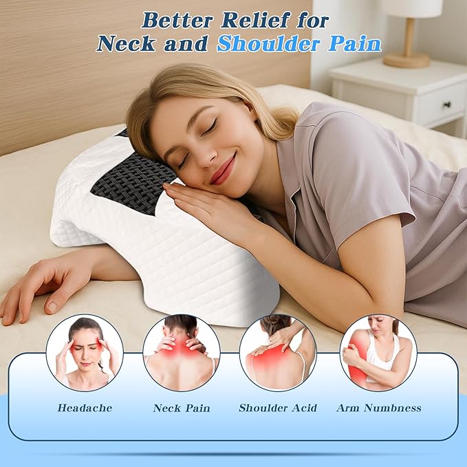 Side Sleeper Pillow with Arm Hole, Shoulder Relief System, Newly Upgrade Arm Pillow for Neck and Shoulder Pain, Premium Memory Foam, Suitable for Side, Back and Stomach Sleepers - Grey