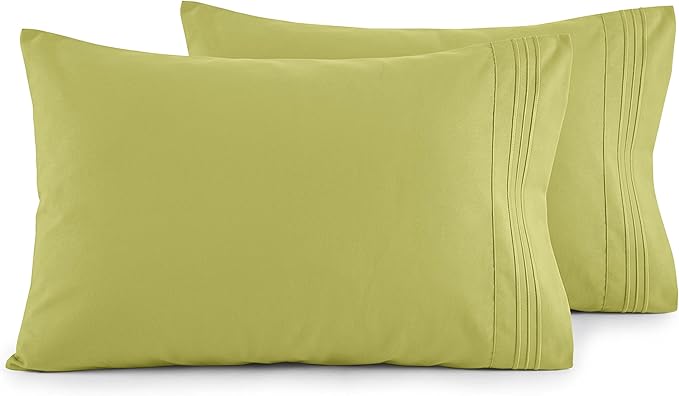 Elegant Comfort Luxury Ultra-Soft 2-Piece Pillowcase Set - 1500 Premium Hotel Quality Microfiber Double Brushed - Wrinkle Resistant, Standard/Queen, Pistachio Green
