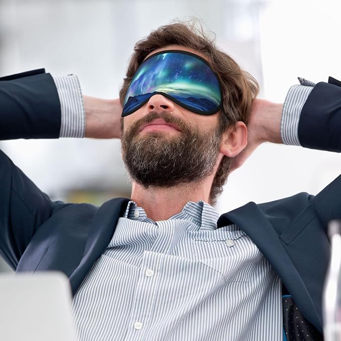 Northern Lights Sleep Mask for Women Men Soft Travel Eye Mask with Adjustable Straps Sleeping Eye Shade Cover for Travel Yoga Nap Sleeping