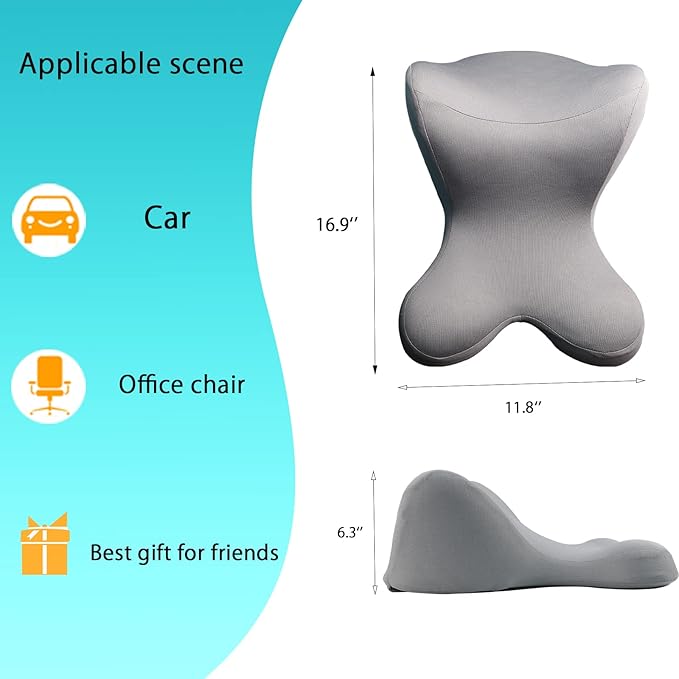 Car Neck Pillow for Driving Seat headrest Pillow/Gaming Chair Pillow with Adjustable Strap Removable Cover Ergonomic Design Neck Support Pillow for Car, Office Chair, Gaming Chair (Grey)
