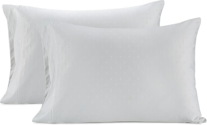 LANE LINEN Pillows Queen Size Set of 2, Soft 100% Egyptian Cotton, Cool & Smooth Pillow Cases - Swiss Dot - White