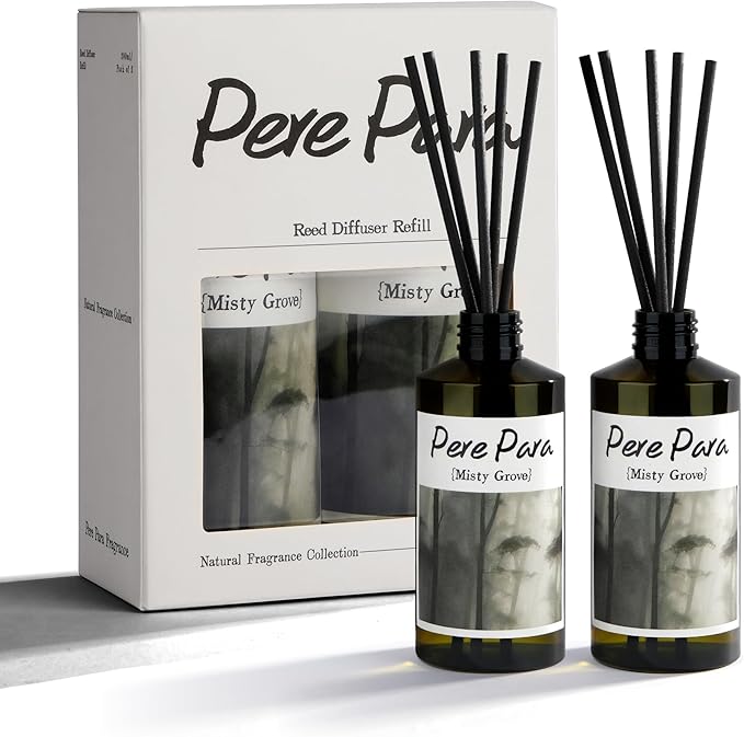 Misty Grove Scent Premium Reed Diffuser Set - 2 Pack, 400ml /14.1 fl.oz Scented Oil with 6 Sticks | Long-Lasting Fragrance for Home & Office | Luxury Gift